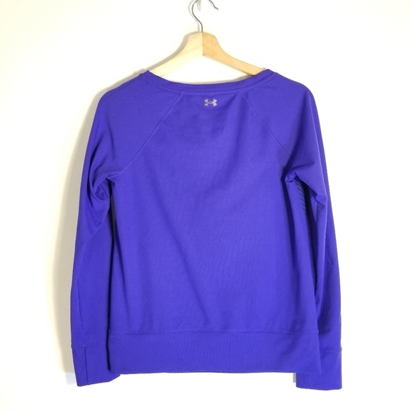 UNDER ARMOUR ColdGear Raglan Scuba Sweatshirt Blue Abstract Women Sz XS Athletic - Picture 8 of 11